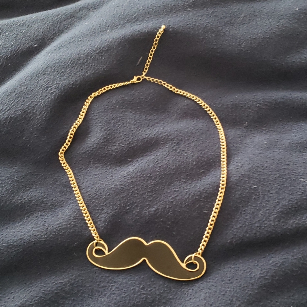 Gold and Black Mustache Necklace